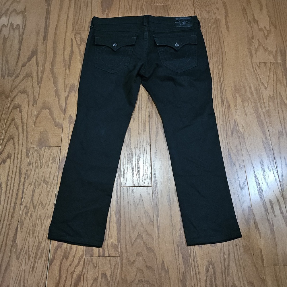 True Religion Ricky Straight Leg Black Jeans Mens Size 38 Made in USA 38x32 - Picture 4 of 14